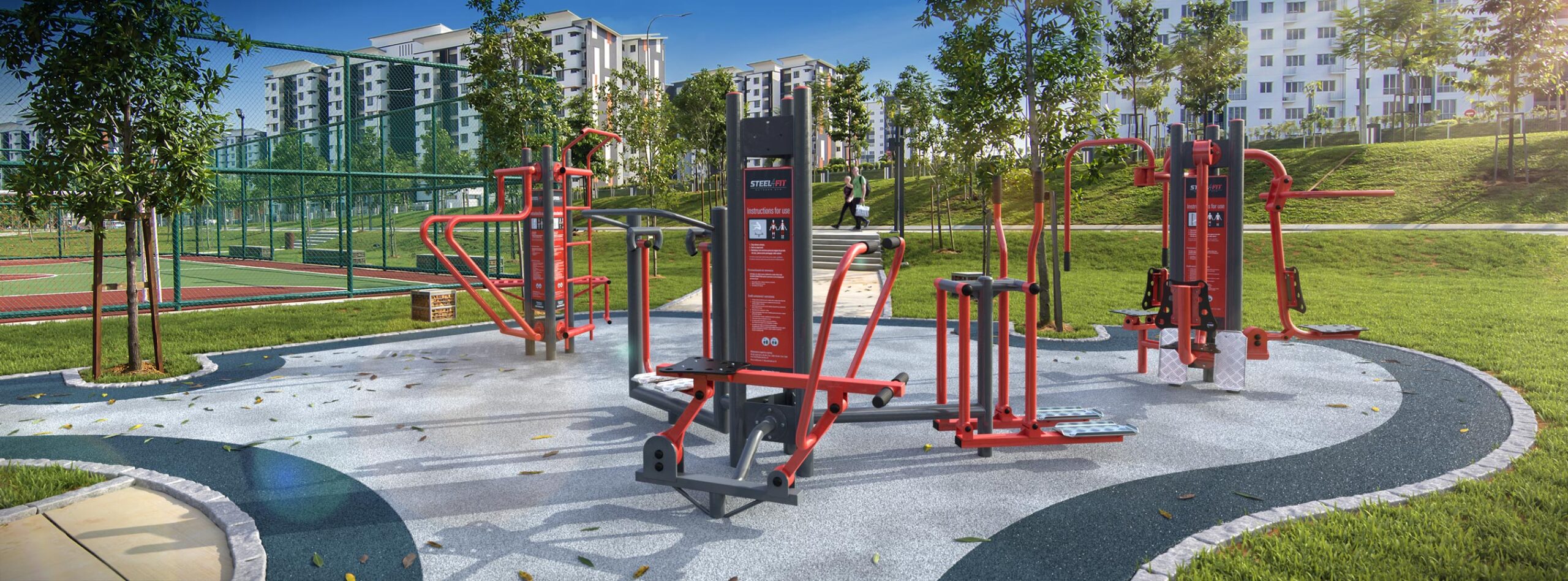 Three Outdoor Gym Stations TRAINER Outdoor Fitness